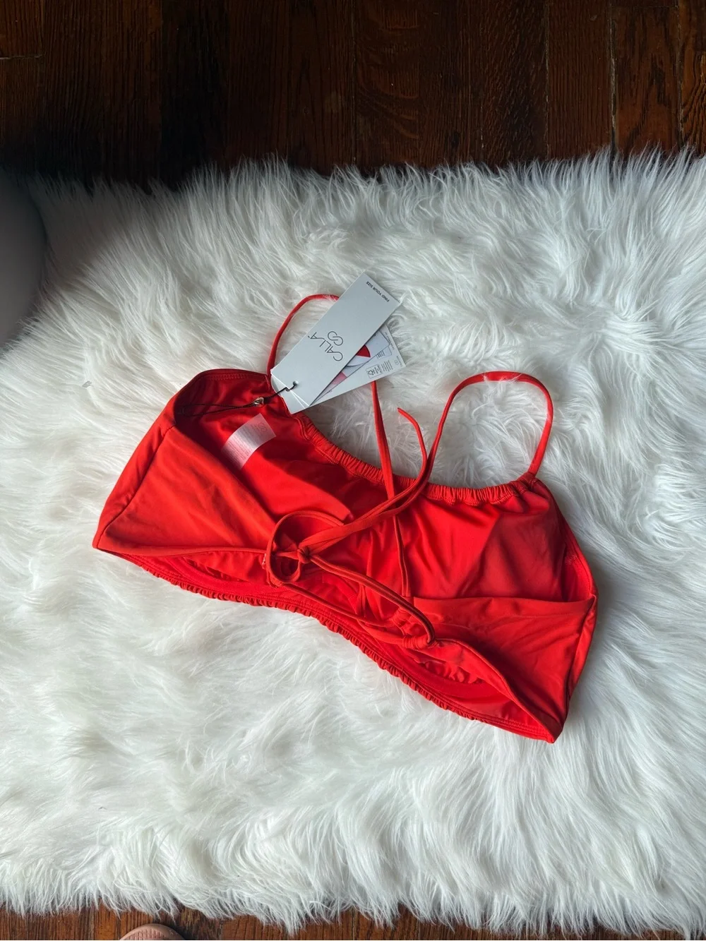 Calia Scrunched Tie Back Bikini Top Fresh Red XXL NWT Underwire